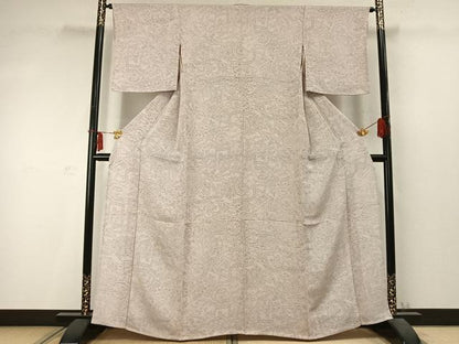 平和屋着物▽上質な小紋 単衣 色紙花丸文 鬼しぼ縮緬 正絹 逸品 AABD0280fy