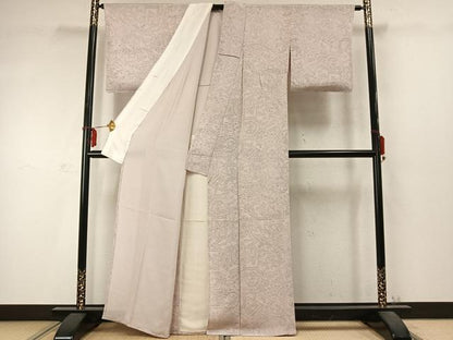 平和屋着物▽上質な小紋 単衣 色紙花丸文 鬼しぼ縮緬 正絹 逸品 AABD0280fy