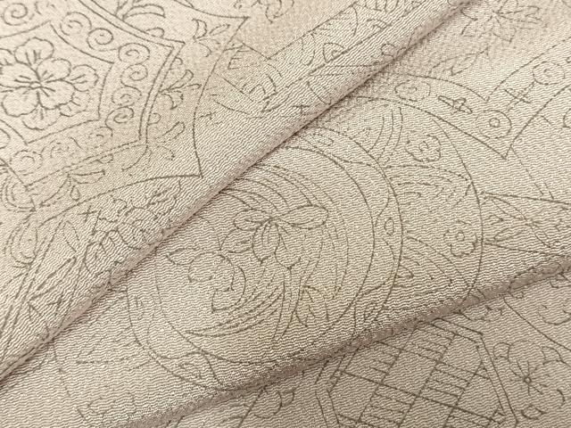 平和屋着物▽上質な小紋 単衣 色紙花丸文 鬼しぼ縮緬 正絹 逸品 AABD0280fy