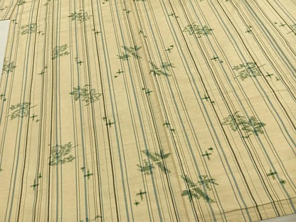 平和屋着物▽上質な紬 単衣 舞葉文 正絹 逸品 AABD0281fy