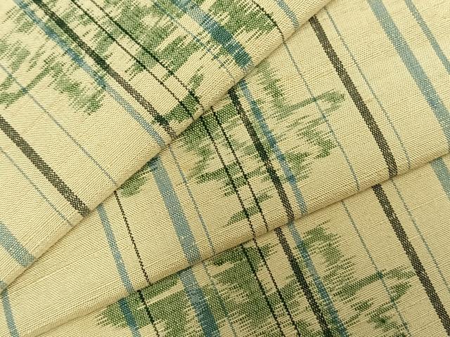 平和屋着物▽上質な紬 単衣 舞葉文 正絹 逸品 AABD0281fy