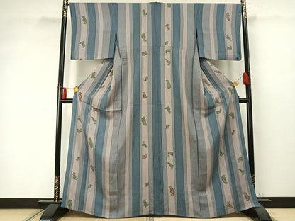 平和屋着物▽上質な小紋 単衣 間道 正絹 逸品 未使用 AABD0282fy