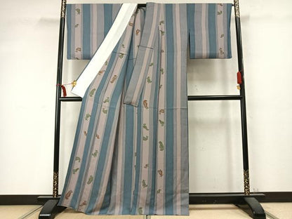 平和屋着物▽上質な小紋 単衣 間道 正絹 逸品 未使用 AABD0282fy