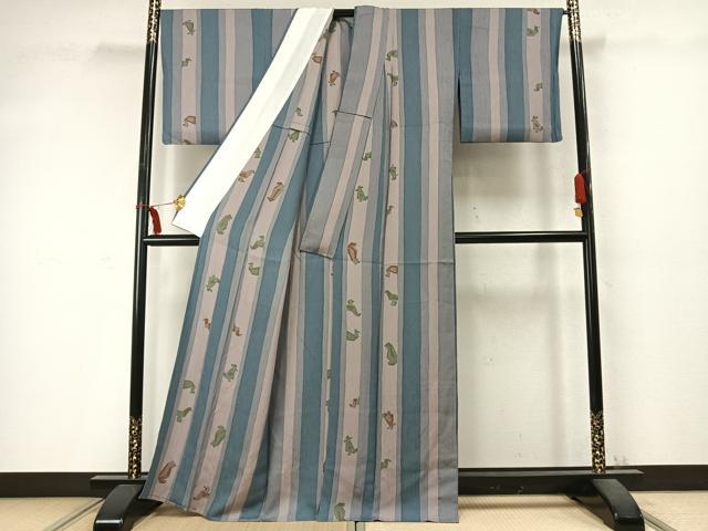 平和屋着物▽上質な小紋 単衣 間道 正絹 逸品 未使用 AABD0282fy