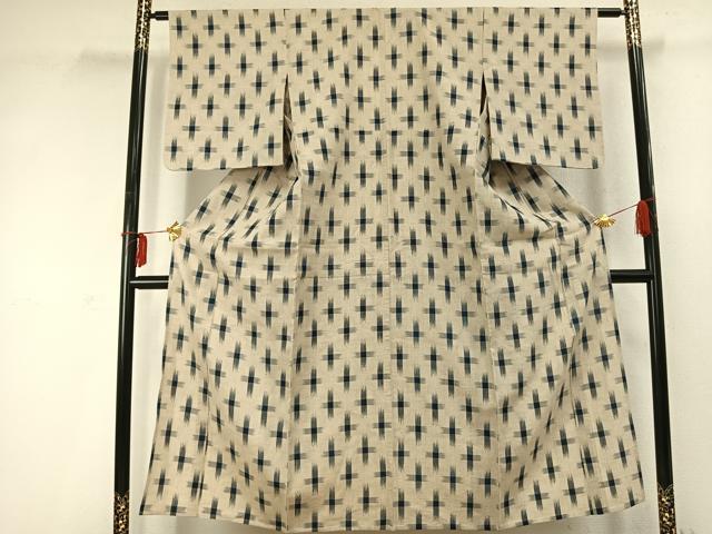 平和屋着物▽上質な紬 単衣 十字絣 正絹 逸品 AABD0283fy