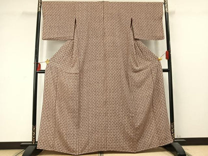 平和屋着物▽上質な小紋 単衣 陶器文 正絹 逸品 AABD0284fy