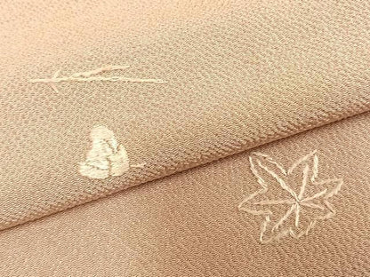 平和屋着物▽訪問着 単衣 総刺繍 舞花文 鬼しぼ縮緬 正絹 逸品 AABD0285fy