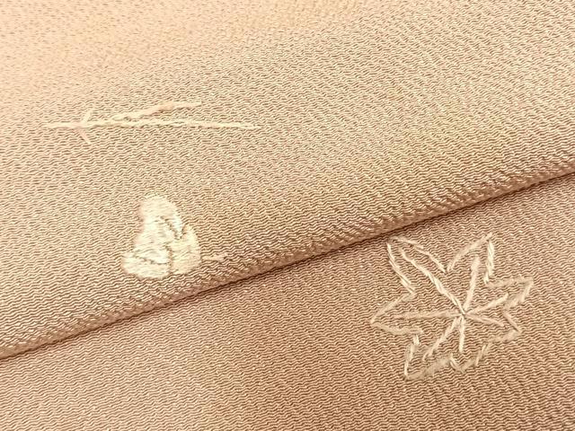 平和屋着物▽訪問着 単衣 総刺繍 舞花文 鬼しぼ縮緬 正絹 逸品 AABD0285fy