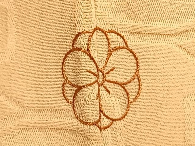 平和屋着物▽上質な色無地 単衣 亀甲地紋 雄黄色 正絹 逸品 AABD0286fy