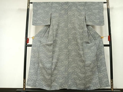 平和屋着物▽上質な小紋 単衣 草花文 正絹 逸品 AABD0287fy