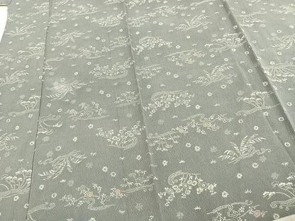 平和屋着物▽上質な小紋 単衣 草花文 正絹 逸品 AABD0287fy