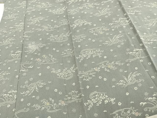 平和屋着物▽上質な小紋 単衣 草花文 正絹 逸品 AABD0287fy