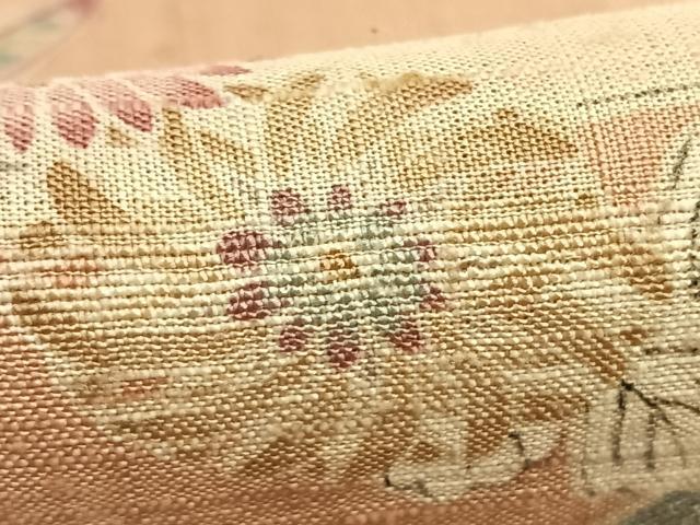 平和屋着物▽生紬 単衣 風景花文 正絹 逸品 未使用 AABD0288fy