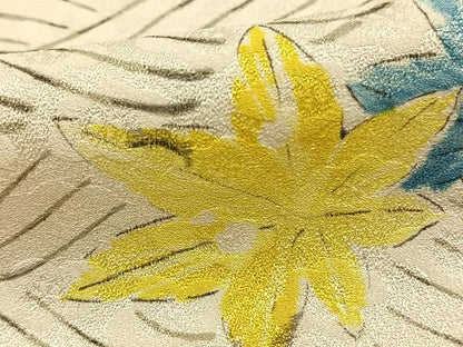 平和屋着物▽上質な小紋 単衣 手描き 舞葉文 正絹 逸品 未使用 AABD0290fy