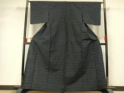 平和屋着物▽上質な紬 単衣 立涌文 正絹 逸品 AABD0294fy