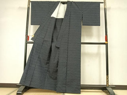 平和屋着物▽上質な紬 単衣 立涌文 正絹 逸品 AABD0294fy