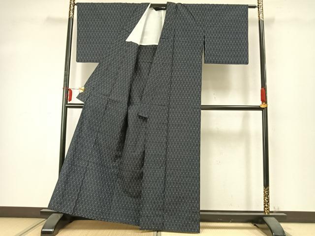 平和屋着物▽上質な紬 単衣 立涌文 正絹 逸品 AABD0294fy