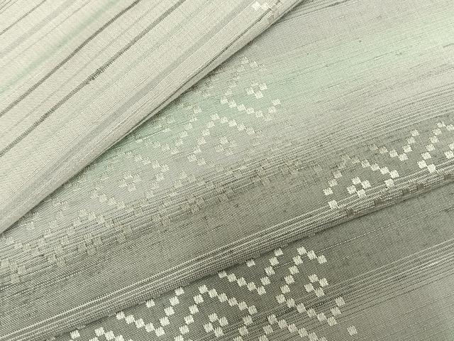 平和屋着物▽上質な紬 単衣 花織 横段文 正絹 逸品 AABD0295fy