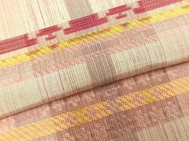平和屋着物▽上質な紬 単衣 格子 正絹 逸品 AABD0297fy