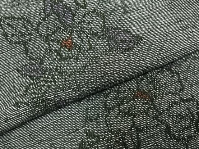 平和屋着物▽上質な紬 単衣 草花文 正絹 逸品 未使用 AABD0298fy