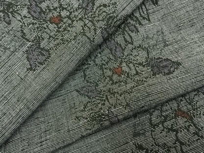 平和屋着物▽上質な紬 単衣 草花文 正絹 逸品 未使用 AABD0298fy