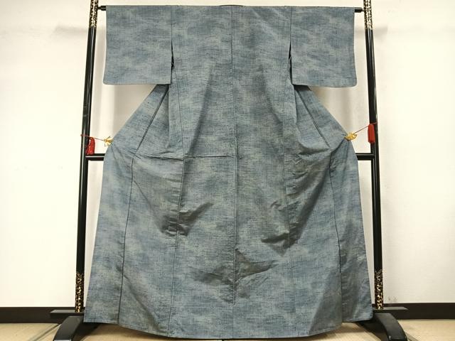 平和屋着物▽上質な紬 単衣 縞 正絹 逸品 AABD0299fy