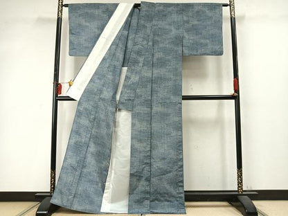 平和屋着物▽上質な紬 単衣 縞 正絹 逸品 AABD0299fy