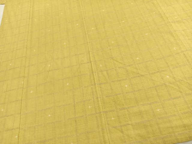 平和屋着物▽上質な紬 単衣 格子 正絹 逸品 AABD0300fy