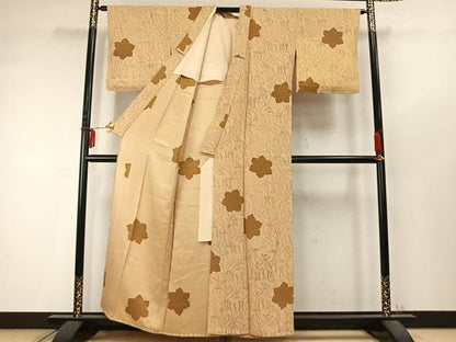 平和屋着物▽上質な小紋 単衣 舞花文 正絹 逸品 AABD0301fy