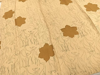 平和屋着物▽上質な小紋 単衣 舞花文 正絹 逸品 AABD0301fy
