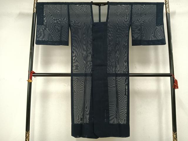 平和屋着物▽道行コート　スリーシーズン　春夏秋　塵除け　縞　ロング丈　正絹　逸品　AABD0303fy
