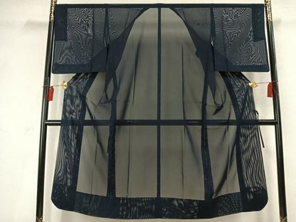 平和屋着物▽道行コート　スリーシーズン　春夏秋　塵除け　縞　ロング丈　正絹　逸品　AABD0303fy
