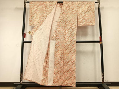 平和屋着物▽上質な小紋　単衣　花尽くし　正絹　逸品　AABD0306fy