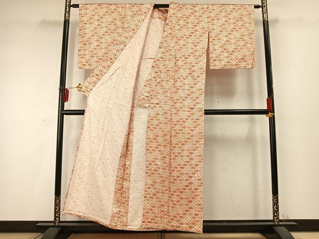 平和屋着物▽上質な小紋　単衣　花尽くし　正絹　逸品　AABD0306fy