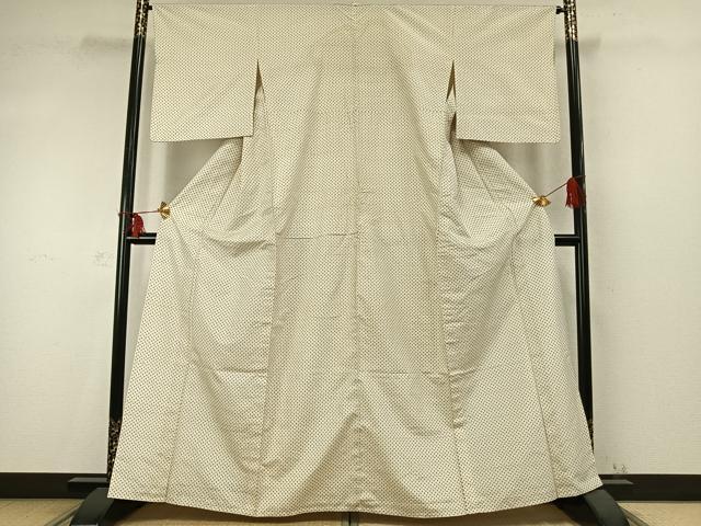 平和屋着物▽上質な紬 単衣 十字絣 正絹 逸品 AABD0311fy