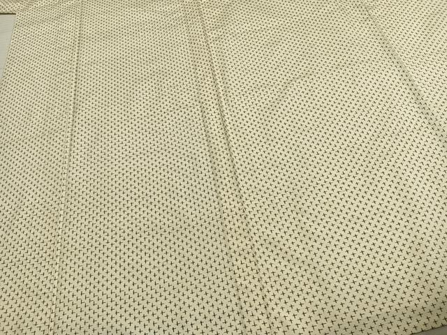 平和屋着物▽上質な紬 単衣 十字絣 正絹 逸品 AABD0311fy