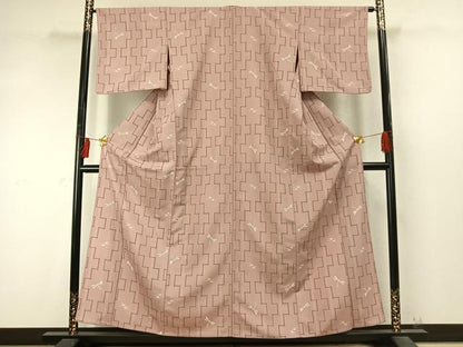 平和屋着物▽小紋 単衣 勝虫 洗える着物 AABD0315fy