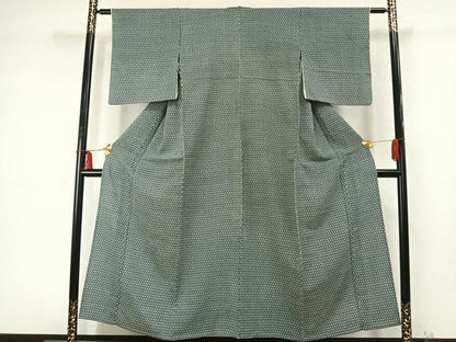 平和屋着物▽上質な小紋 単衣 メダカ 正絹 逸品 AABD0319fy
