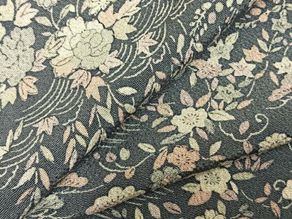 平和屋着物▽上質な小紋 単衣 草花文 鬼しぼ縮緬 正絹 逸品 未使用 AABD0322fy