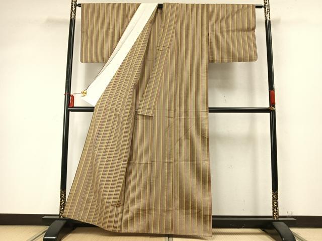 平和屋着物▽小紋 単衣 縞 AABD0323fy