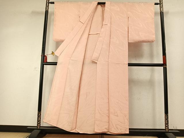 平和屋着物▽上質な色無地 単衣 流水地紋 洗柿色 正絹 逸品 AABD0324fy