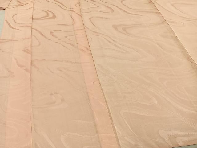 平和屋着物▽上質な色無地 単衣 流水地紋 洗柿色 正絹 逸品 AABD0324fy