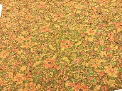 平和屋着物▽上質な小紋 単衣 花唐草文 正絹 逸品 AABD0325fy