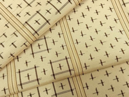 平和屋着物▽上質な紬 単衣 十字絣間道 正絹 逸品 AABD0327fy