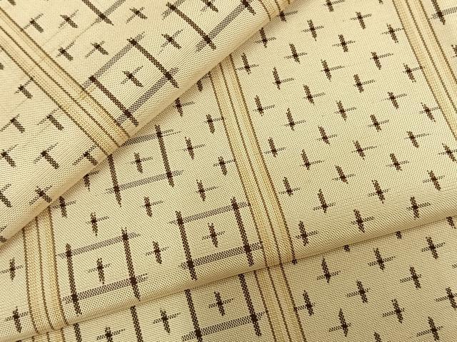 平和屋着物▽上質な紬 単衣 十字絣間道 正絹 逸品 AABD0327fy