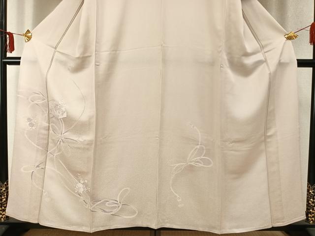 平和屋着物▽訪問着 単衣 刺繍 文箱 草花文 暈し染め 反端付き 正絹 逸品 AABD0328fy