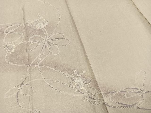 平和屋着物▽訪問着 単衣 刺繍 文箱 草花文 暈し染め 反端付き 正絹 逸品 AABD0328fy