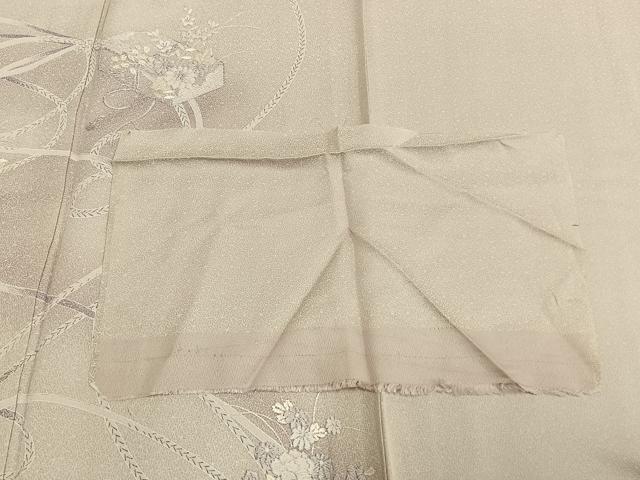 平和屋着物▽訪問着 単衣 刺繍 文箱 草花文 暈し染め 反端付き 正絹 逸品 AABD0328fy