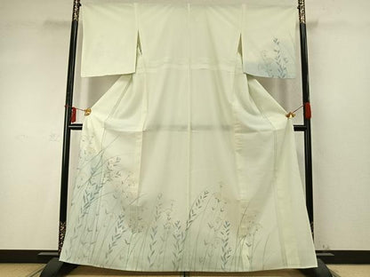 平和屋着物▽訪問着 無双 紗袷 紗×紗 手描き 草花文 正絹 逸品 AABD0329fy