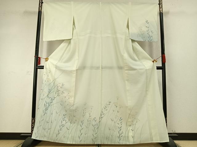 平和屋着物▽訪問着 無双 紗袷 紗×紗 手描き 草花文 正絹 逸品 AABD0329fy